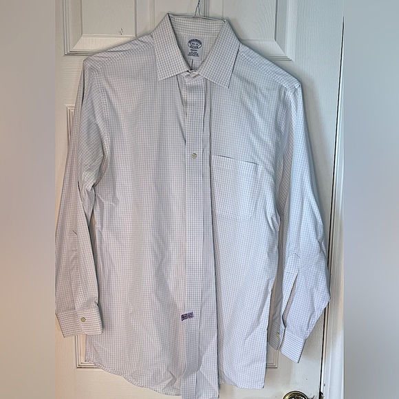 Brooks Brothers 346 Regular Fit Non-Iron Shirt - Pink & Blue Striped Size 15 1/2 - Picture 2 of 2